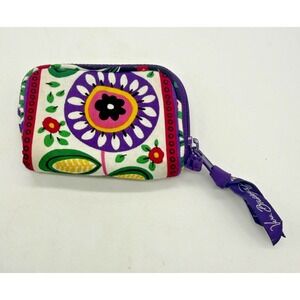 Vera Bradley Coin Wallet Cord Wrap Multicolor Floral Cotton Zip Bag